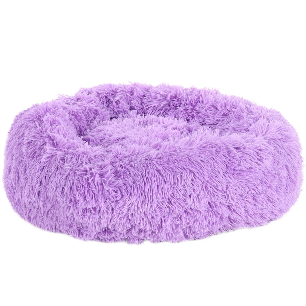 Cushion Krems fluffy rund hundeseng small lilla